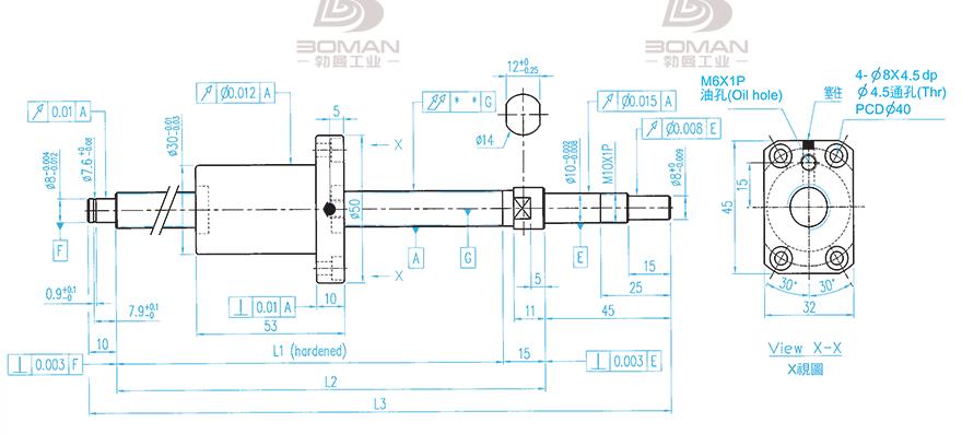 TBI XSVR01210B1DGC5-580-P1 tbi滚珠丝杆加工图